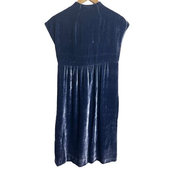 Cynthia Steffe Blue Silk Velvet Babydoll Cap Sleeve Mini Dress Women’s Size 4 - Picture 6 of 9